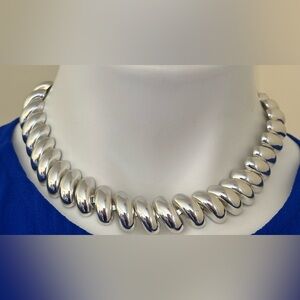 NAPIER Vintage San Marco Link Silver Tone Collar Necklace
